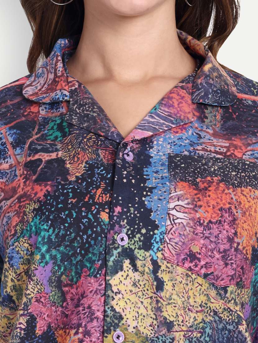 Women Printed Short Sleeves Shirt And Shorts Set - 22567563 -  Standard Image - 1