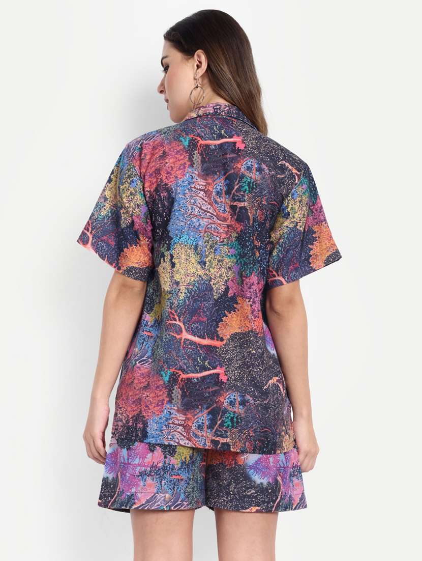 Women Printed Short Sleeves Shirt And Shorts Set - 22567563 -  Standard Image - 4