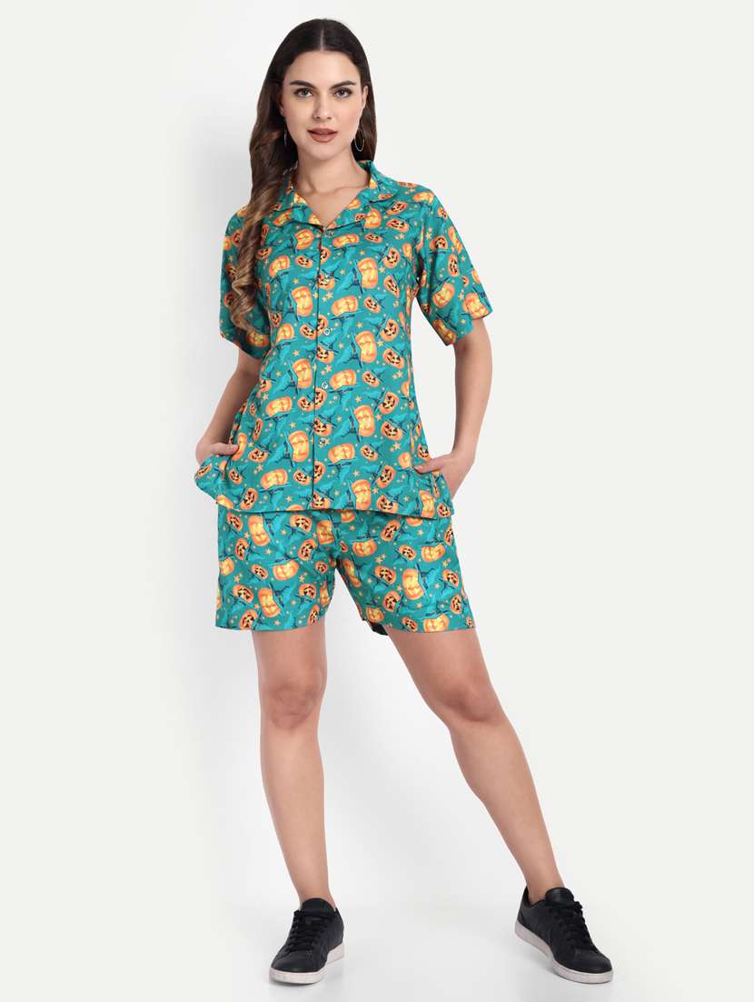 women printed short sleeves shirt and shorts set - 22567566 -  Standard Image - 4