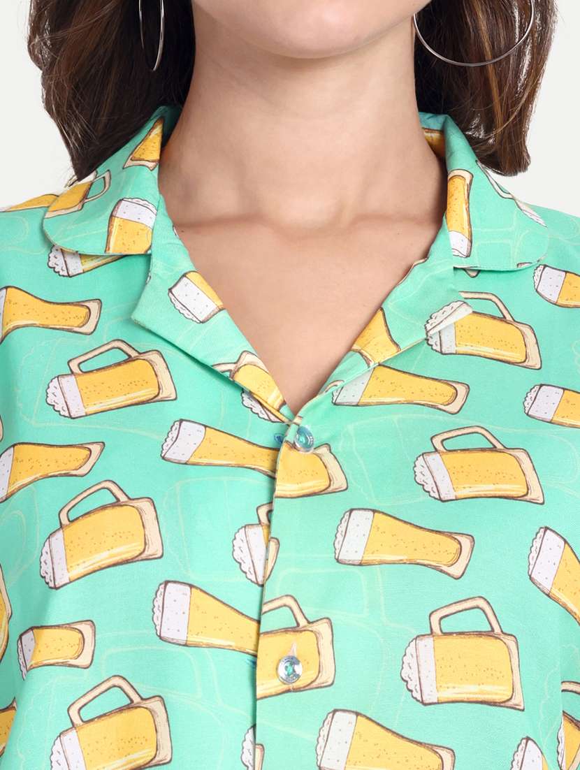 women printed short sleeves shirt and shorts set - 22567569 -  Standard Image - 1