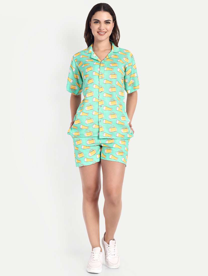 women printed short sleeves shirt and shorts set - 22567569 -  Standard Image - 4