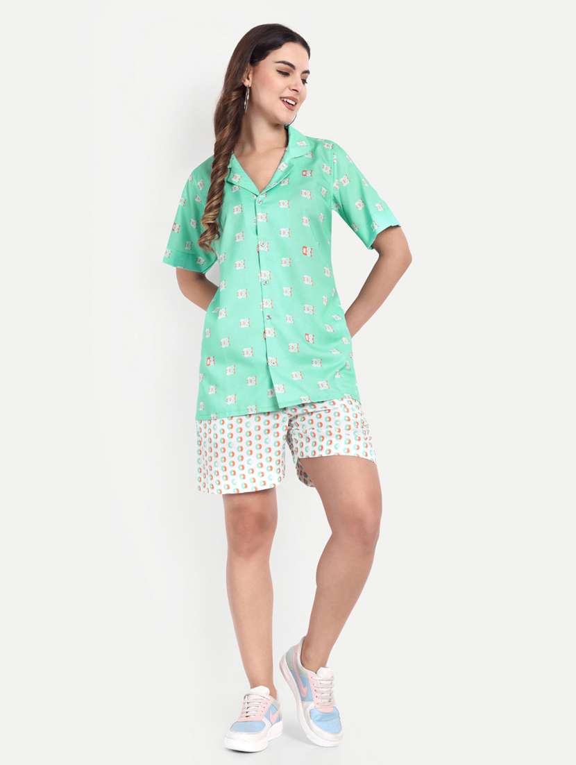 women printed short sleeves shirt and shorts set - 22567571 -  Standard Image - 4
