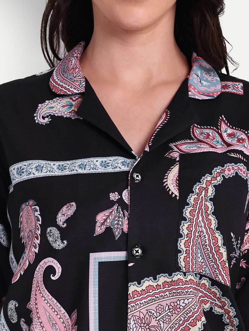women printed short sleeves shirt and shorts set - 22567590 -  Standard Image - 1