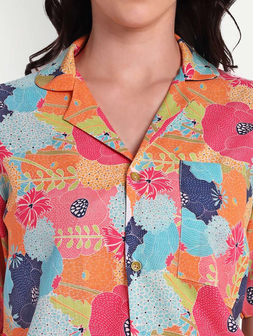 women printed short sleeves shirt and shorts set - 22567592 -  Standard Image - 1