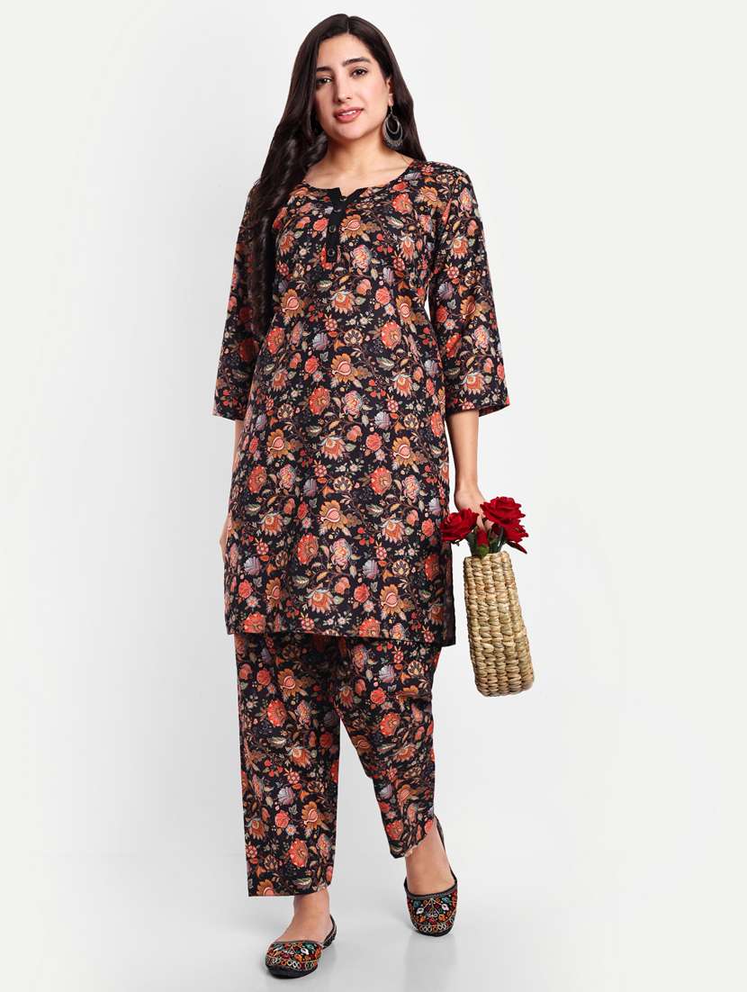 Women Printed Three Quarter Sleeves Ethnic Co-ord Set - 22567603 -  Standard Image - 6
