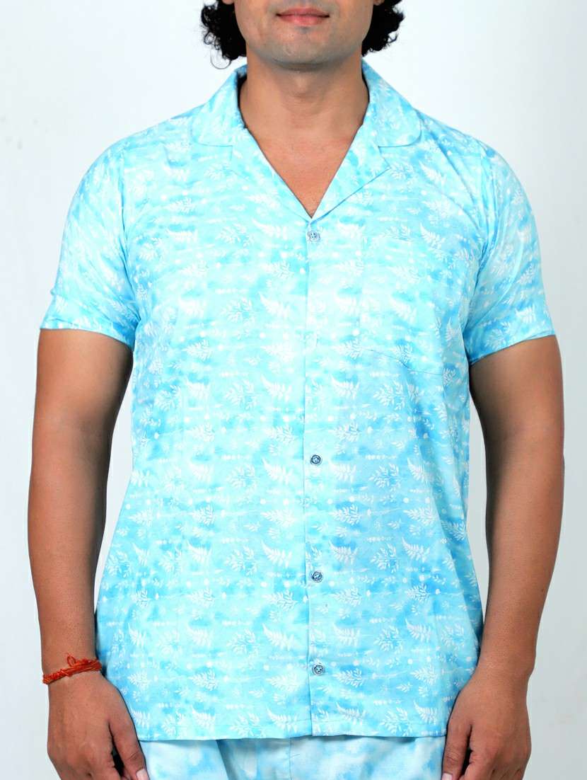 men printed short sleeves shirt and trouser co-ord set - 22567610 -  Standard Image - 1