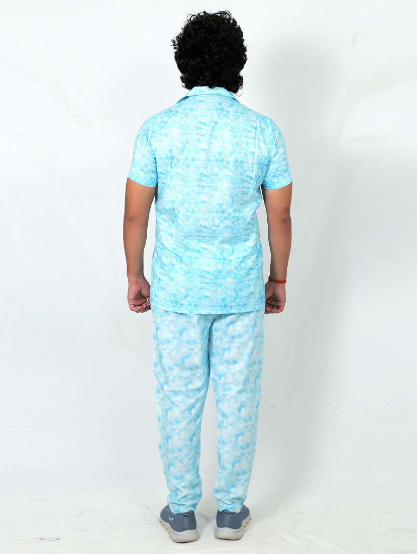 men printed short sleeves shirt and trouser co-ord set - 22567610 -  Standard Image - 4