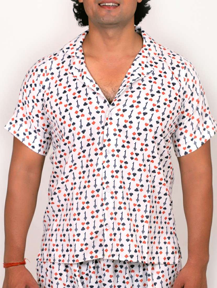 men printed short sleeves shirt and shorts co-ord set - 22567611 -  Standard Image - 1