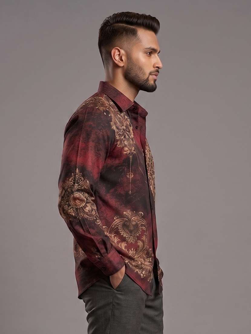 men printed long sleeves casual shirt - 22567633 -  Standard Image - 1