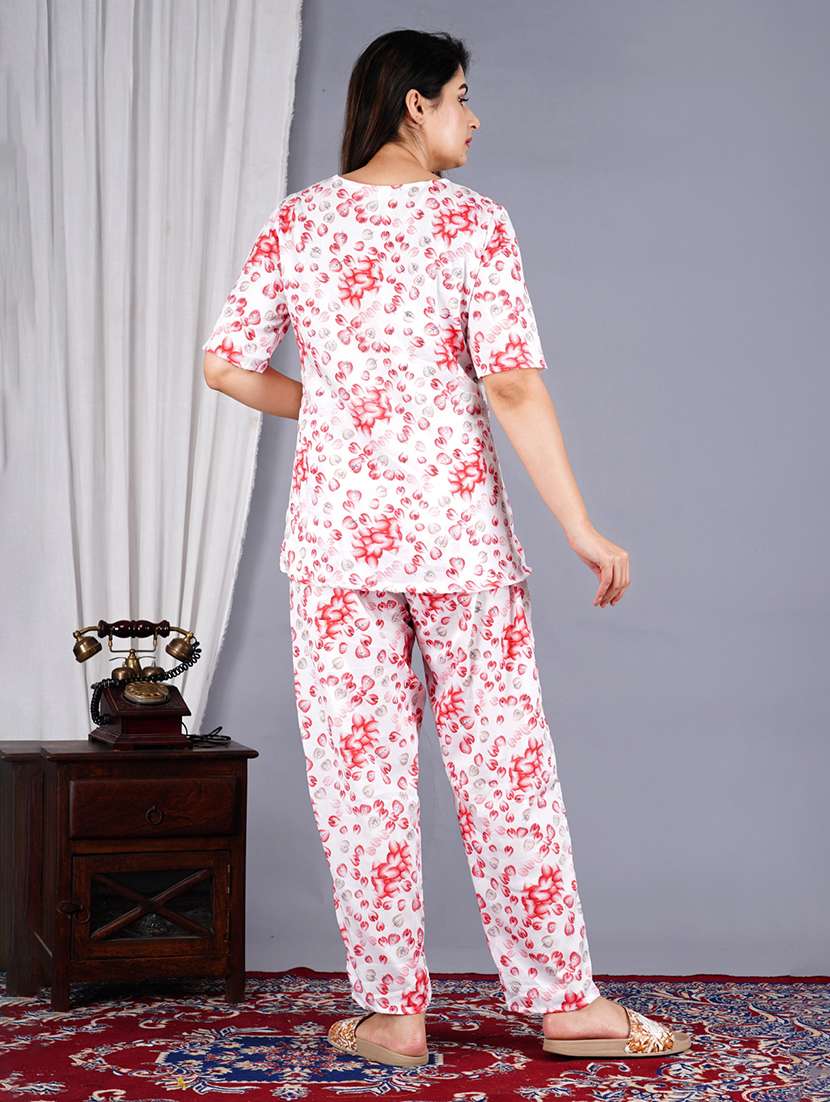 Women Printed Short Sleeves Top And Pajama Set - 22567657 -  Standard Image - 4