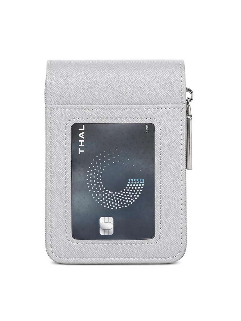 grey leather wallet with zip closure and 9 card slots - 22567718 -  Standard Image - 1