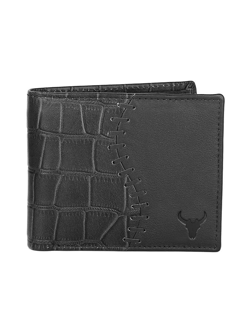 bi-fold black leather wallet with coin pouch
