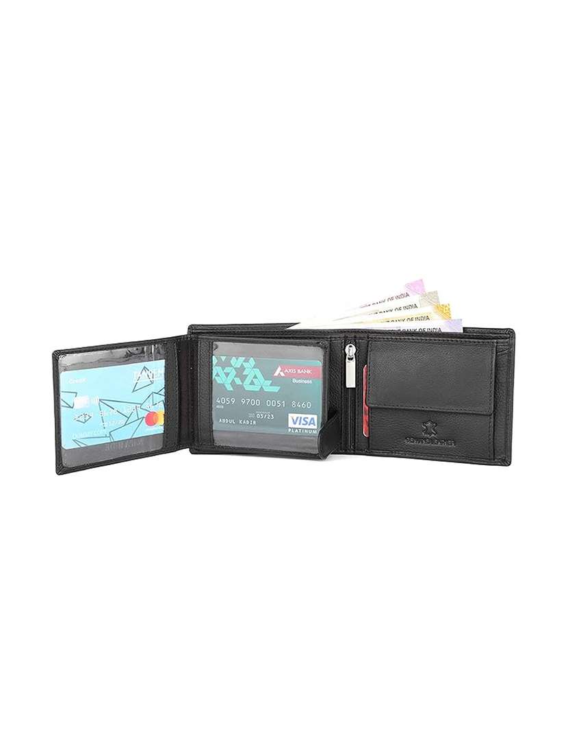 bi-fold black leather wallet with card slots - 22567728 -  Standard Image - 1