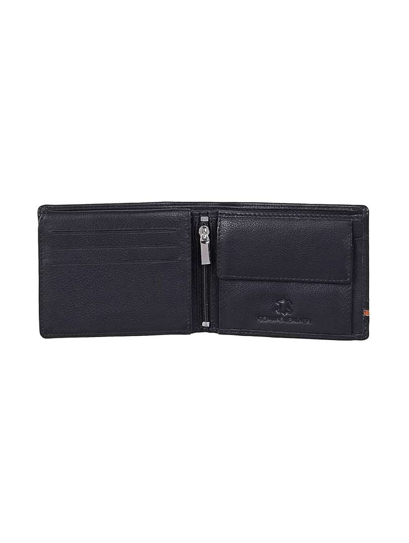 Black Leather Bi-fold Wallet With Orange Accent - 22567730 -  Standard Image - 4