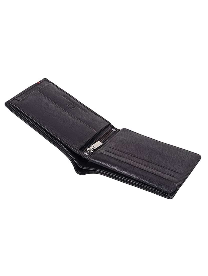 Bi-fold Black Leather Wallet With Card Slots And Zip Pocket - 22567731 -  Standard Image - 4
