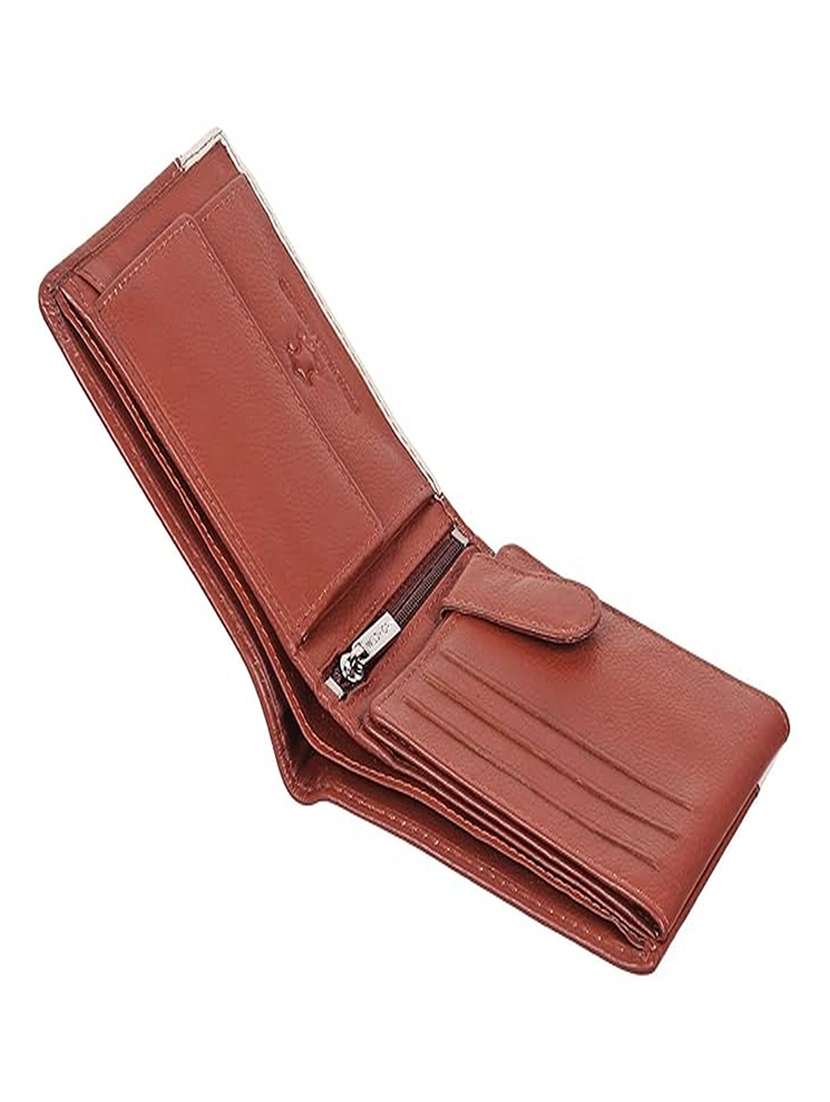 brown and beige leather bi-fold wallet with contrast panel - 22567739 -  Standard Image - 4
