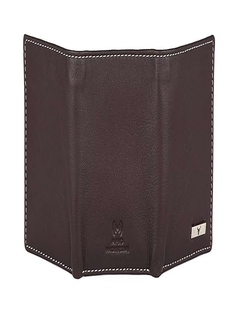 brown genuine leather tri-fold wallet with snap closure - 22567766 -  Standard Image - 4
