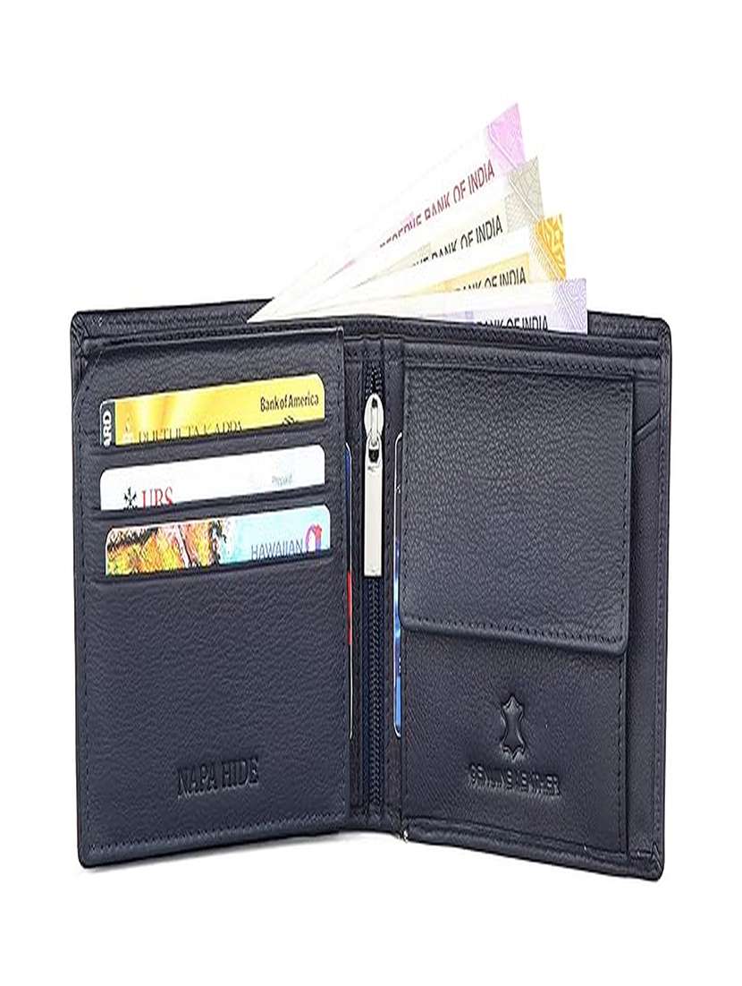 navy blue leather bi-fold wallet with card slots - 22567775 -  Standard Image - 4
