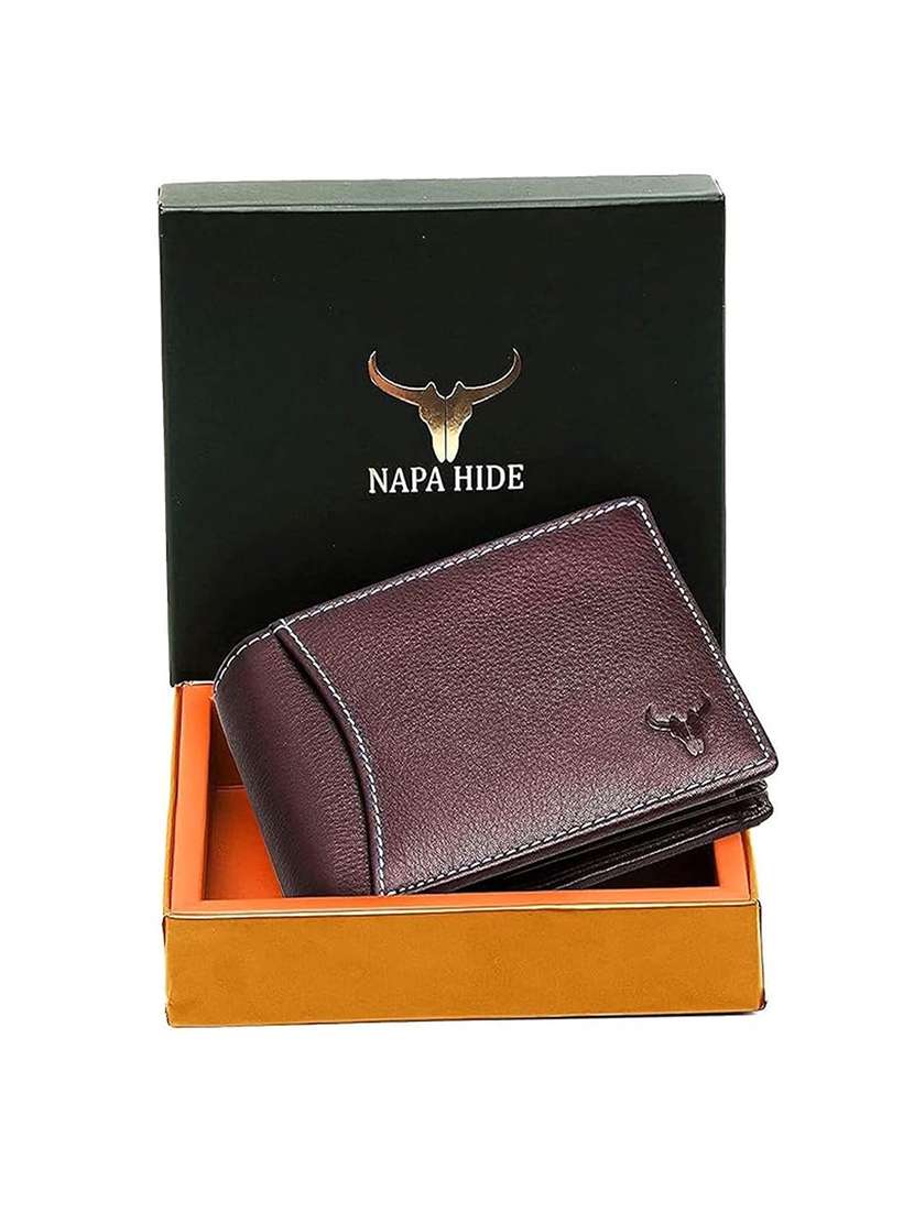 brown leather wallet with snap button closure