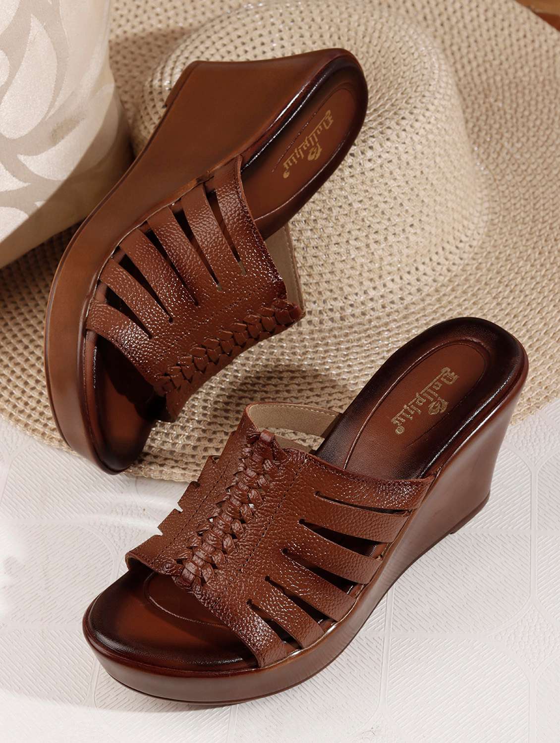 women textured slip on wedges