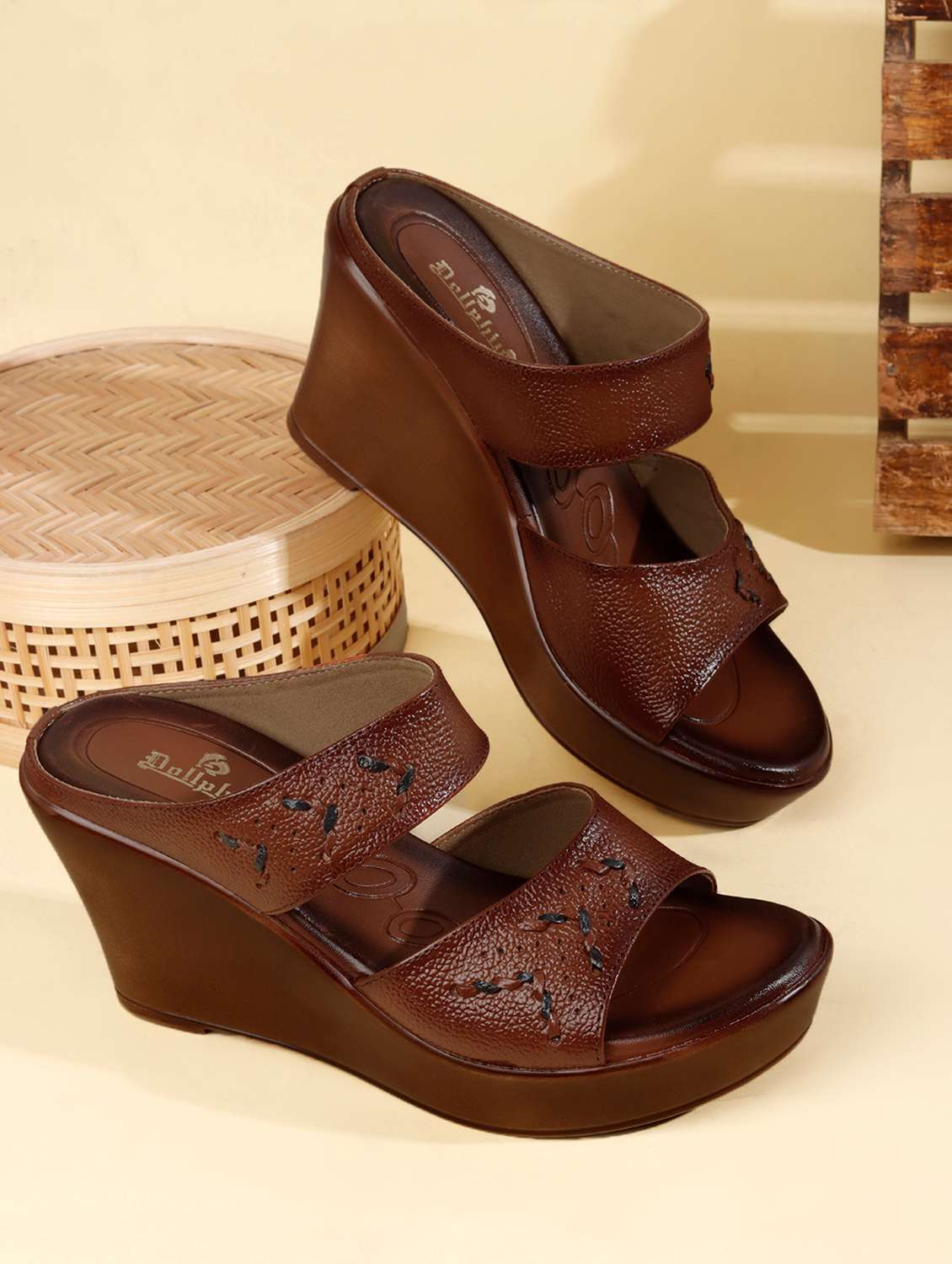 women textured slip on wedges