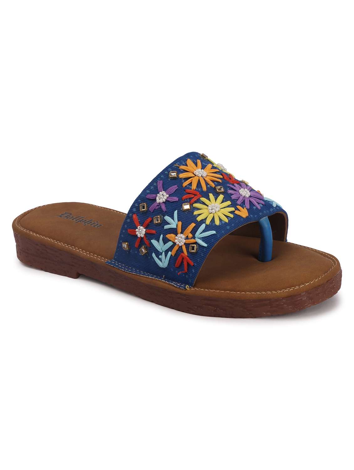 women embroidered toe separator flats - 22567790 -  Standard Image - 1