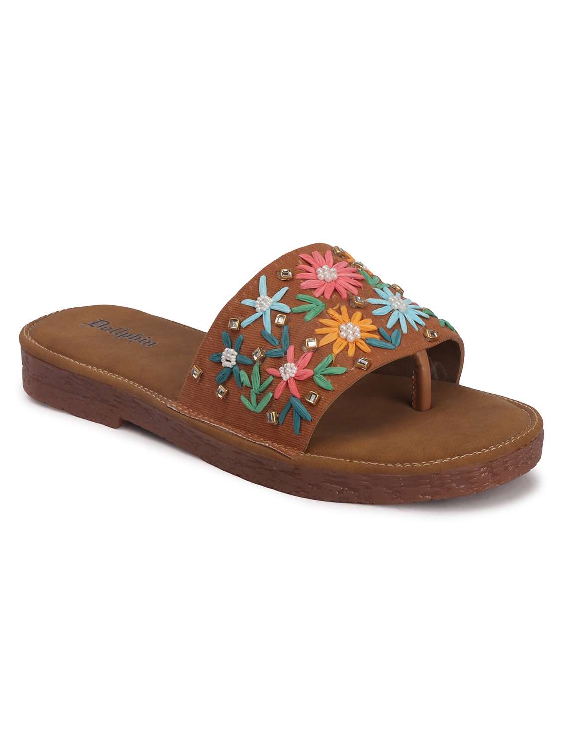 women embroidered toe separator flats - 22567791 -  Standard Image - 1