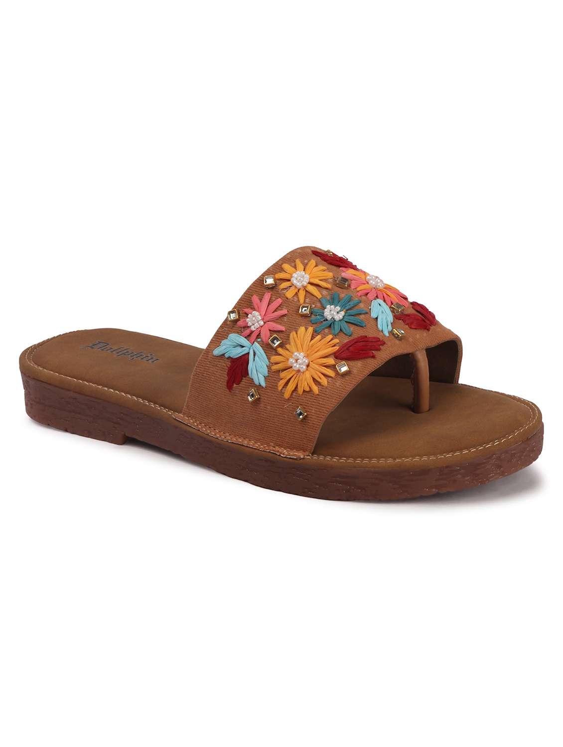 women embroidered toe separator flats - 22567793 -  Standard Image - 1