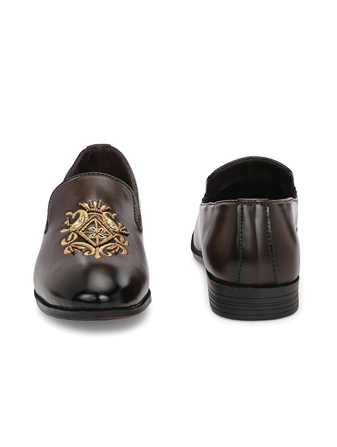 men brown slip on mojari - 22567820 -  Standard Image - 4