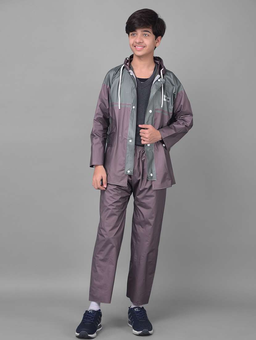unisex colourblocked long sleeves rain suit