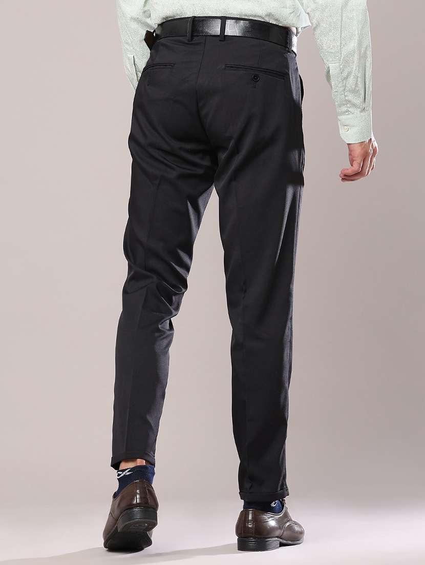Men Solid Mid Rise Flat Front Formal Trouser - 22568470 -  Standard Image - 4