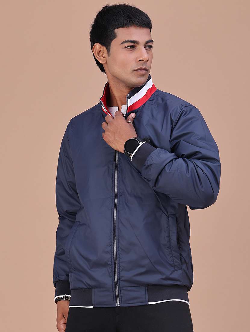 Men Solid Long Sleeves Reversible Bomber Jacket - 22568651 -  Standard Image - 4