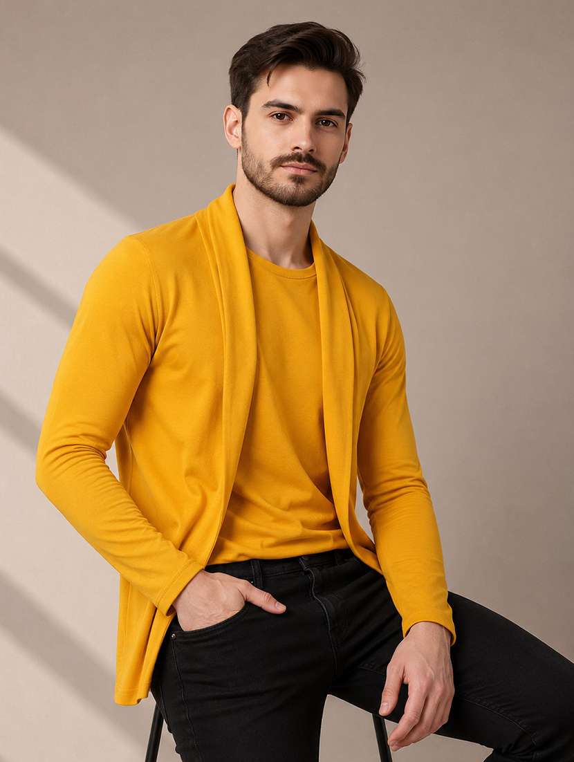 men solid long sleeves shrug - 22568708 -  Standard Image - 1