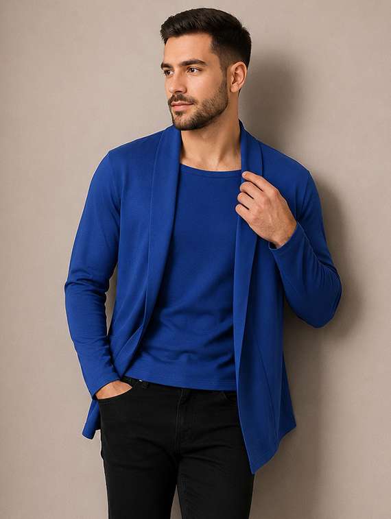 men solid long sleeves shrug - 22568711 -  Standard Image - 1