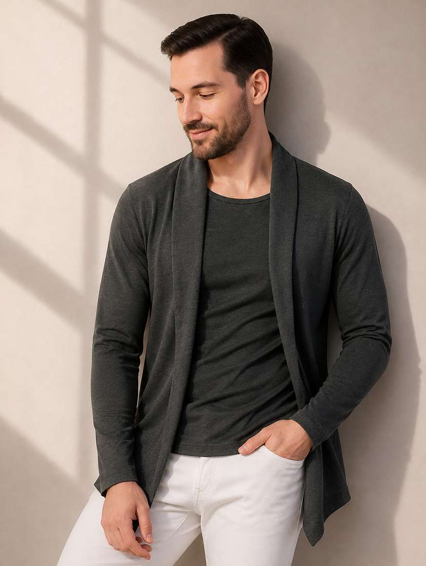 men solid long sleeves shrug - 22568713 -  Standard Image - 1