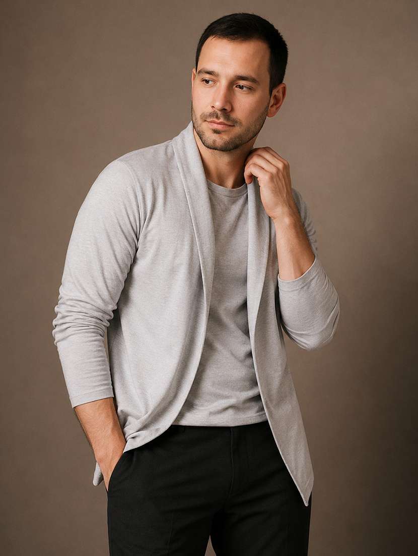 men solid long sleeves shrug - 22568714 -  Standard Image - 1
