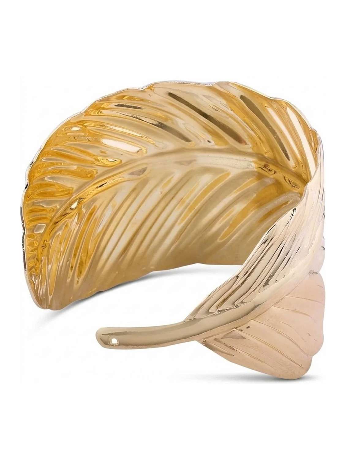 women gold textured leaf design bangle - 22568943 -  Standard Image - 1