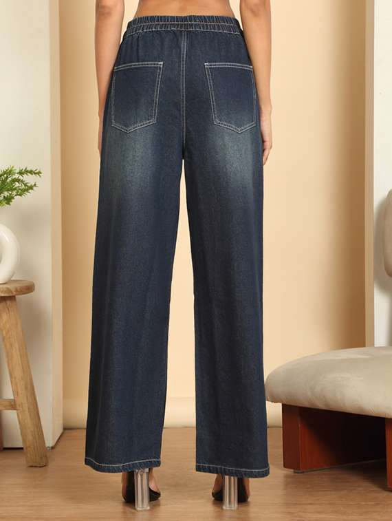 women washed mid rise wide leg jeans - 22568951 -  Standard Image - 4