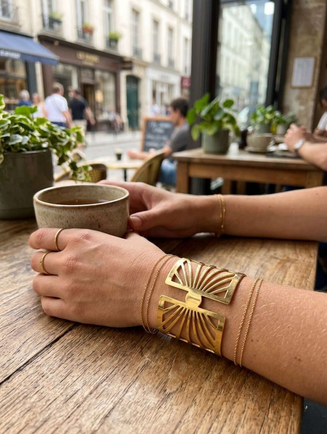 gold wide cuff bracelet