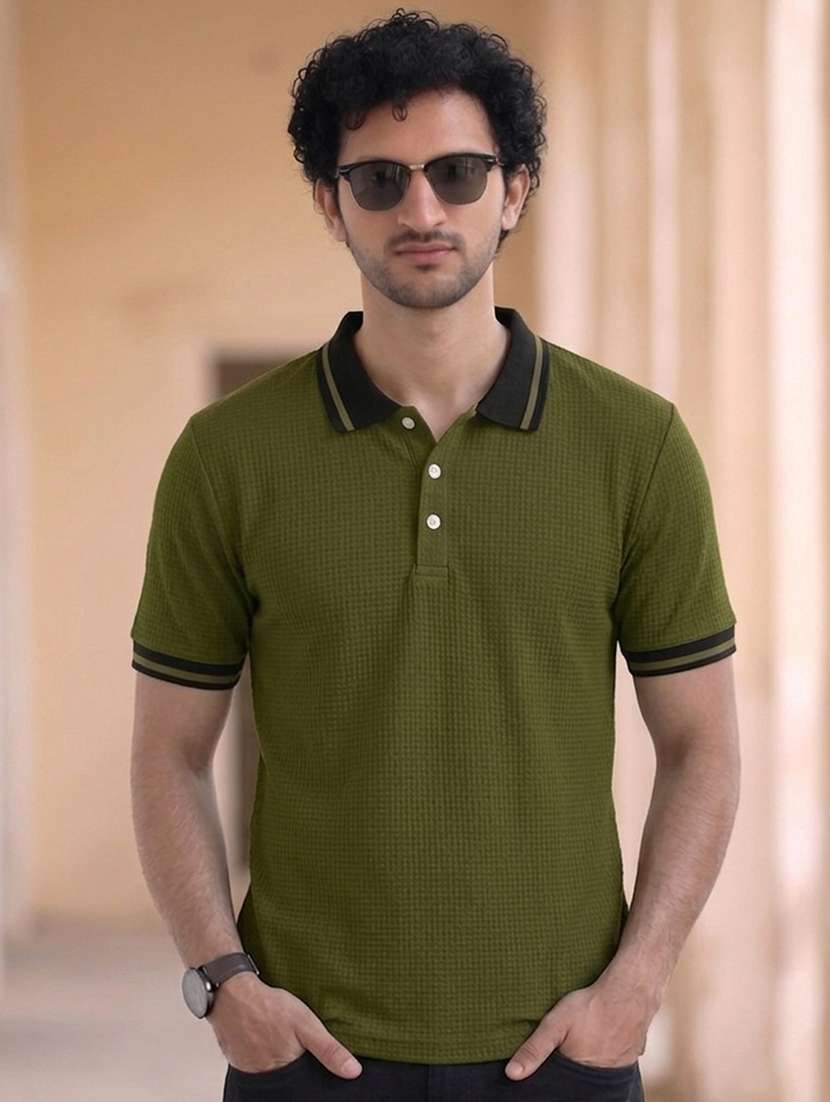 men textured short sleeve regular fit polo t-shirt - 22569079 -  Standard Image - 1