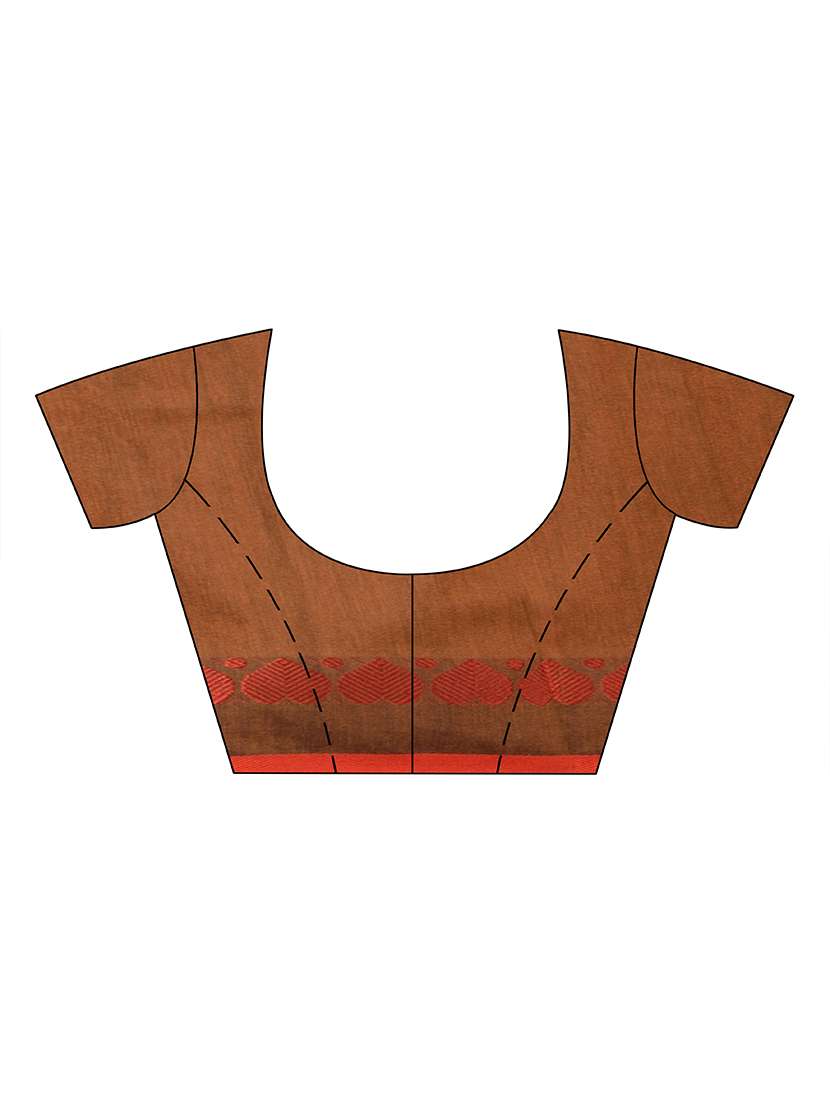women solid with bordered handloom saree with blouse - 22569205 -  Standard Image - 4