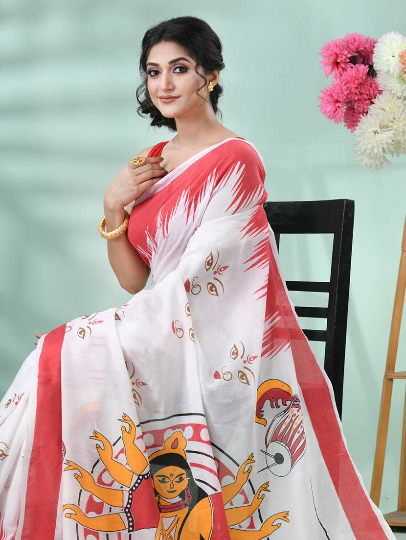 women printed handloom saree with blouse - 22569287 -  Standard Image - 1