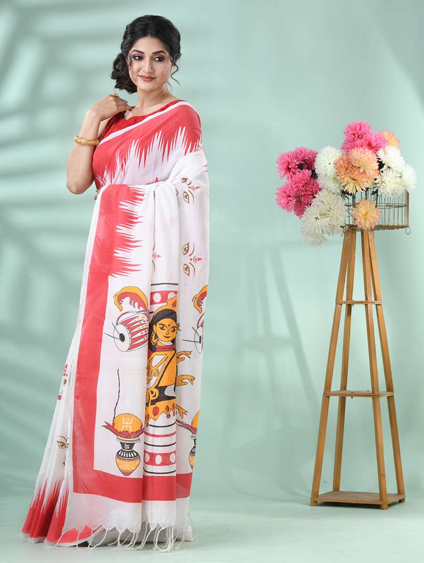 women printed handloom saree with blouse - 22569287 -  Standard Image - 4