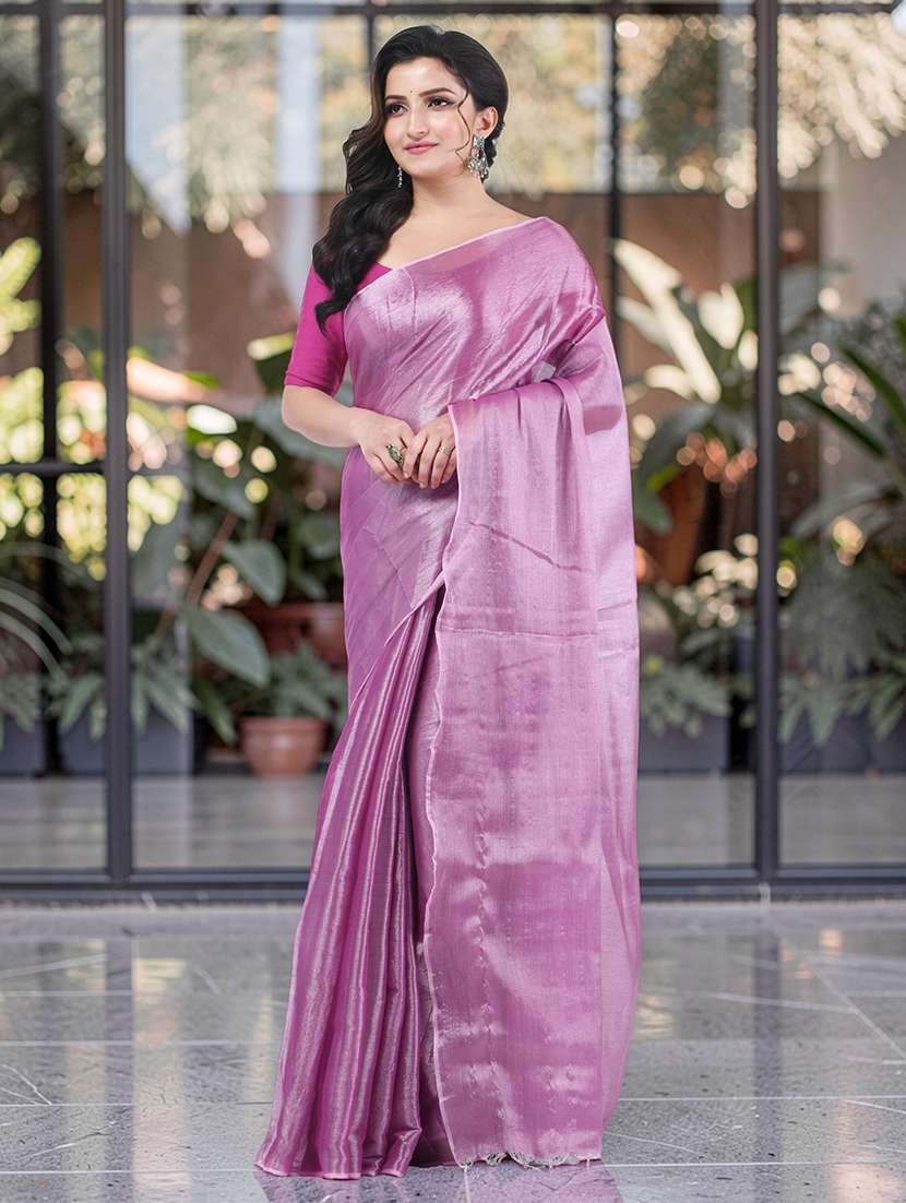 women solid handloom saree with blouse