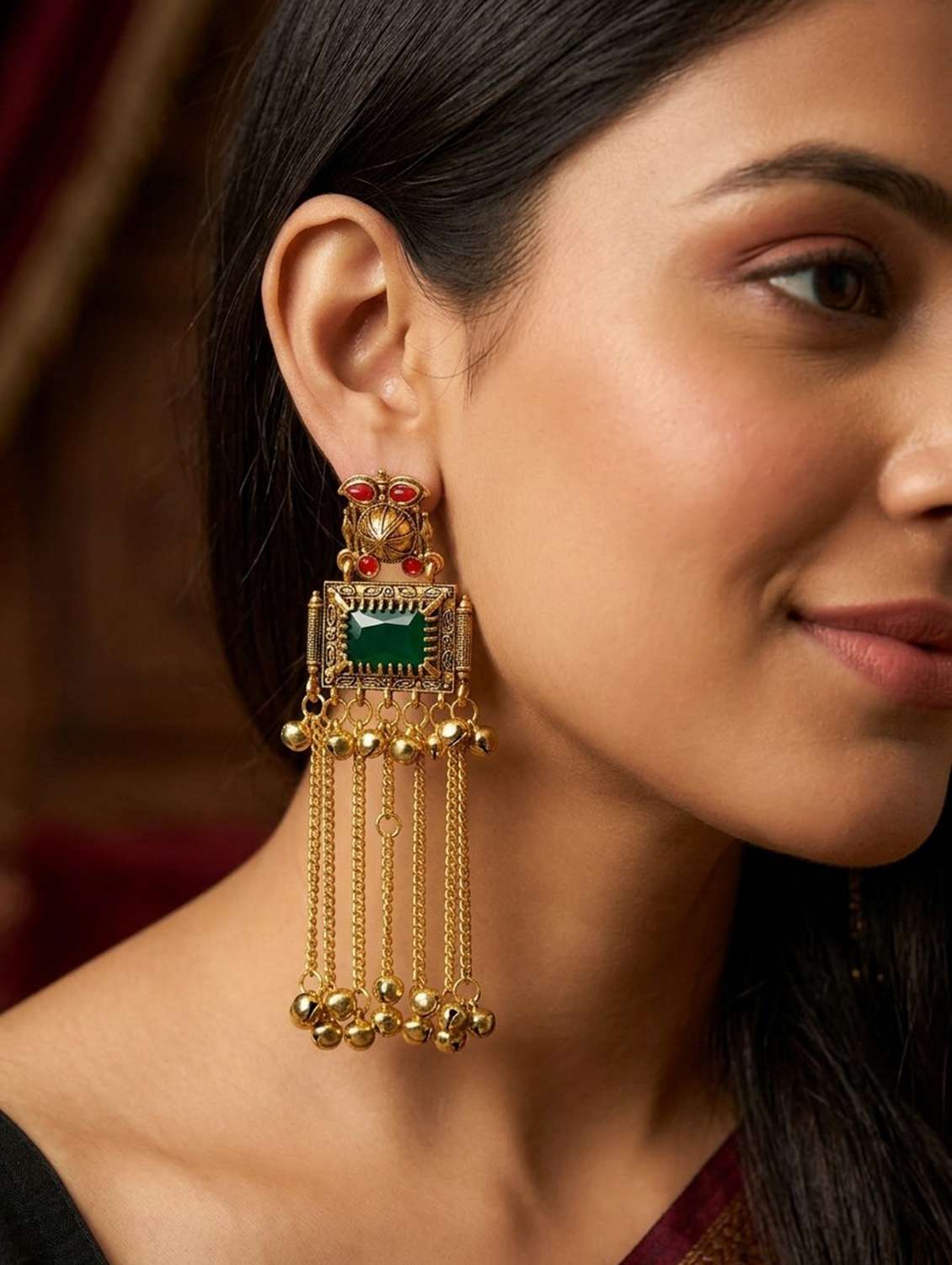 women multi colored jhumka earrings