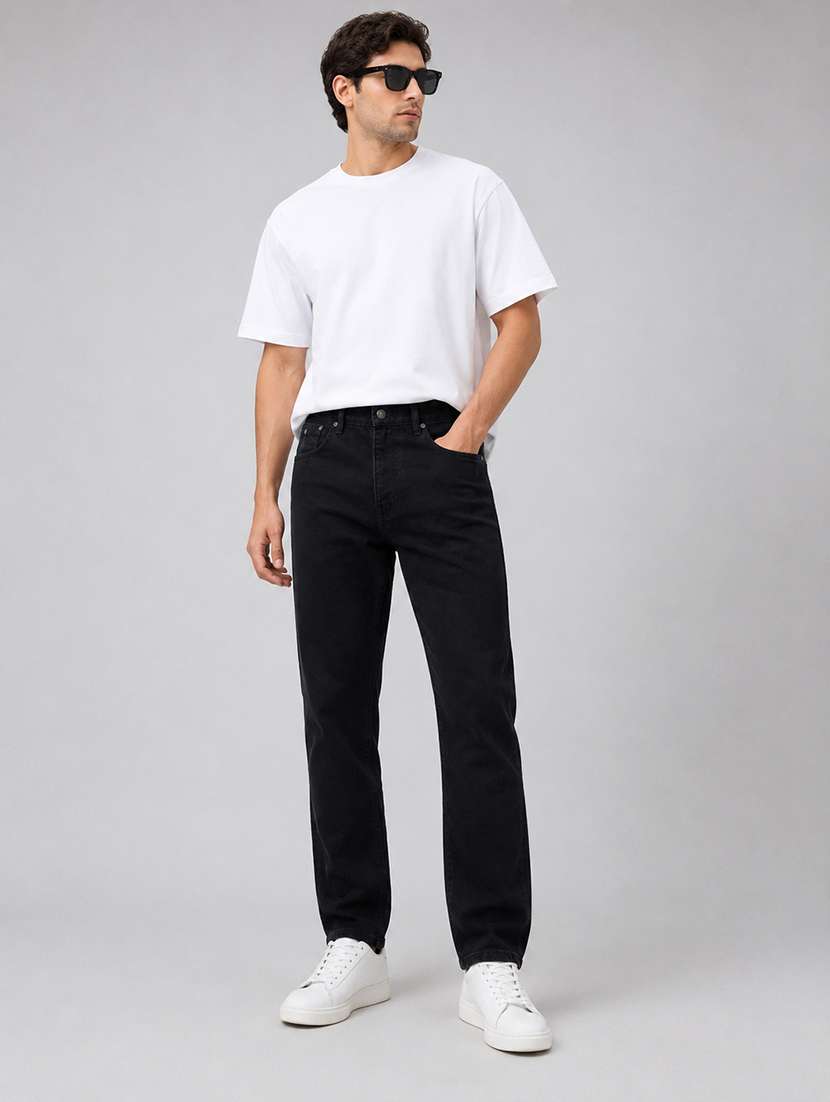 men solid mid rise straight jeans - 22569920 -  Standard Image - 1