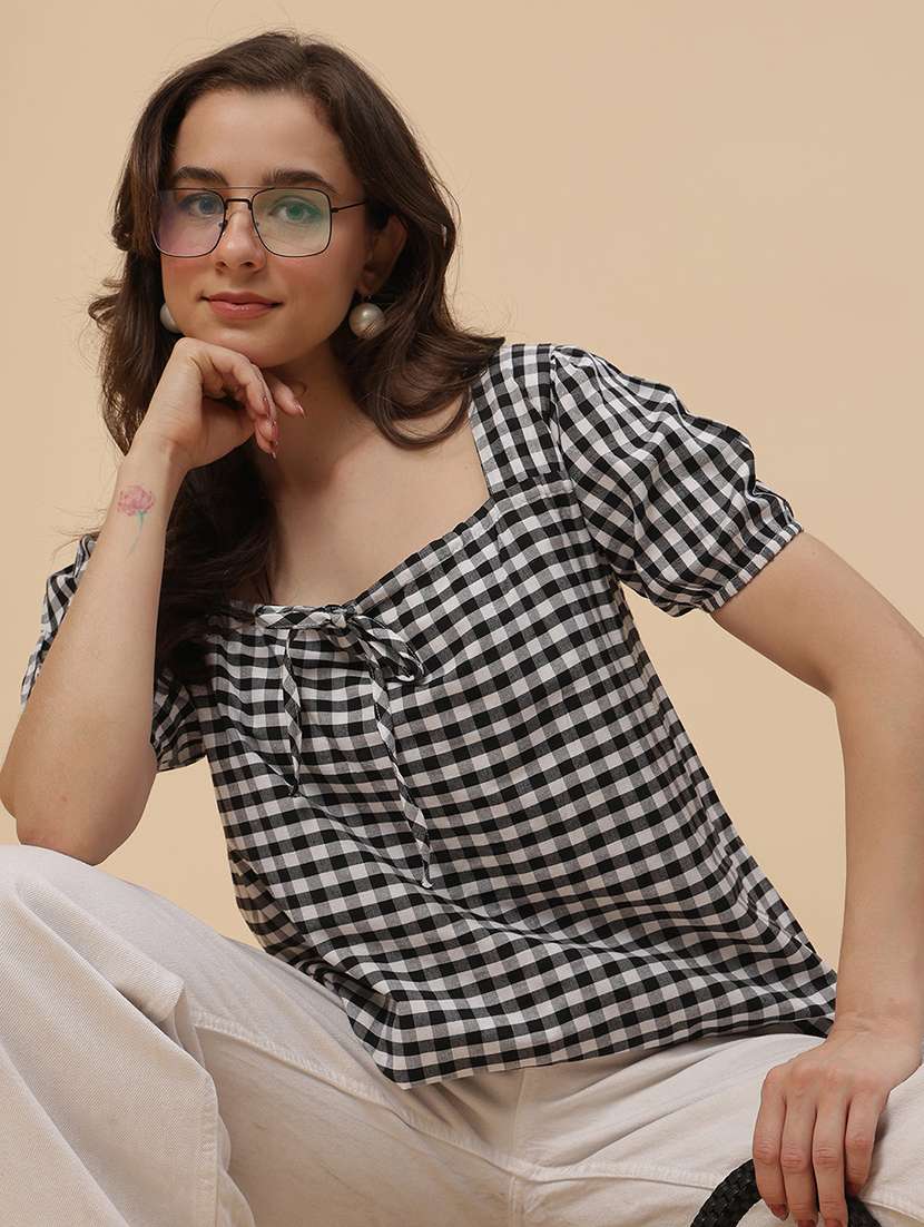 women printed puff sleeves regular top