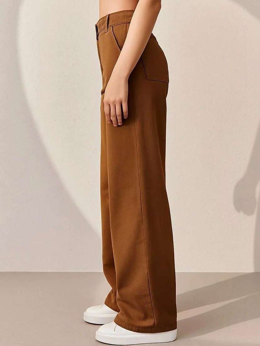 women solid high rise wide leg jeans - 22570291 -  Standard Image - 1