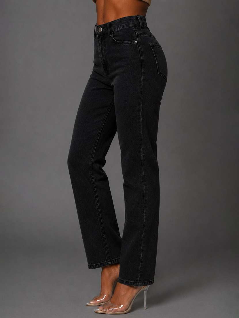 Women Solid High Rise Straight Fit Jeans - 22570292 -  Standard Image - 1