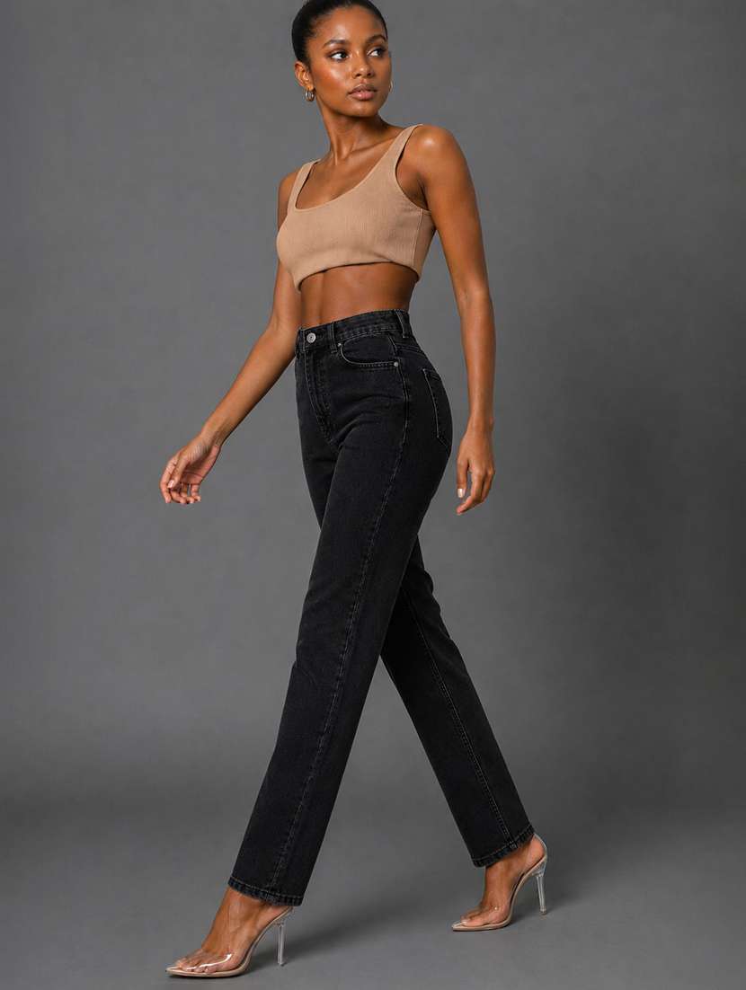 Women Solid High Rise Straight Fit Jeans - 22570292 -  Standard Image - 4
